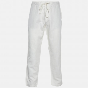 Loro Piana White Cotton & Linen Tapered Trousers XXL