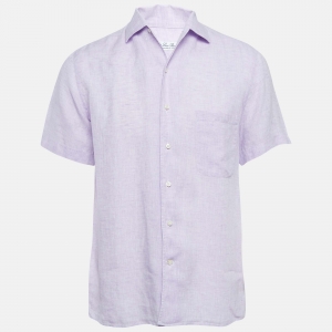 Pre Owned Loro Piana Lavender Linen Short Sleeve Shirt S