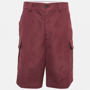 Pre Owned Loro Piana Red Cotton & Linen Cargo Shorts 2XL
