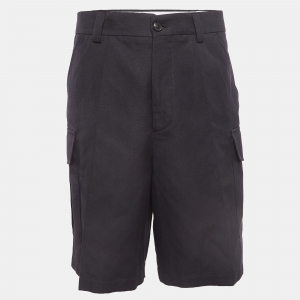 Pre Owned Loro Piana Navy Cotton & Linen Cargo Shorts 2XL