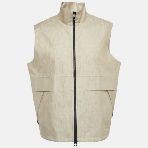 Pre Owned Loro Piana Beige Linen Zip-Up Miki Vest L