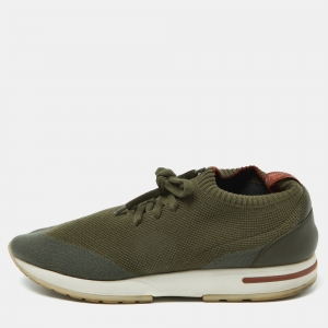 Loro Piana Green Knit Fabric 360 LP Flexy Walk Sneakers Size 41