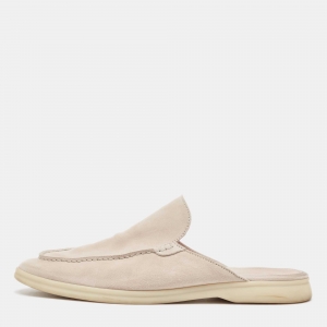 Pre Owned Loro Piana Beige Suede Babouche Walk Mules Size 42