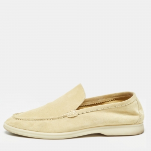 Pre Owned Loro Piana Limes Green Suede Summer Walk Loafers Size 42.5