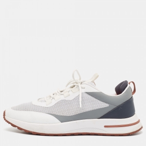 Loro Piana White/Grey Fabric and Rubber Week-End Walk Sneakers Size 43.5