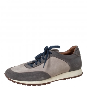 Pre Owned Loro Piana Grey Suede Low Top Sneakers Size 41