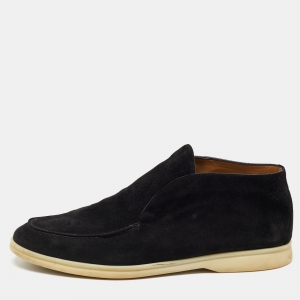 Pre Owned Loro Piana Black Suede Open Walk Ankle Boots Size 42.5