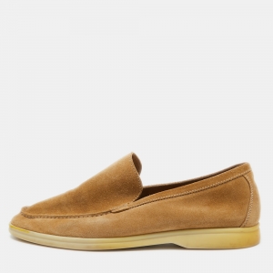 Loro Piana Beige Suede Summer Walk Loafers Size 41.5  