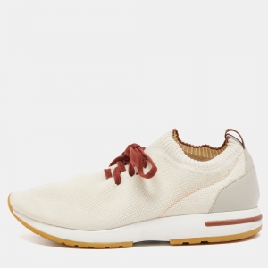 Loro Piana Cream Knit Fabric 360 Flexy Walk Sneakers Size 41