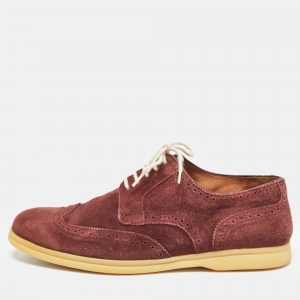 Loro Piana Burgundy Brogue Suede Walk Derby Size 44
