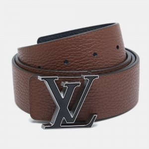 Louis Vuitton Navy Blue/Brown Taurillon Leather LV Tilt Reversible Belt 100CM