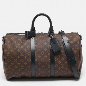 Louis Vuitton Black Monogram Canvas Keepall Bandouliere 45 Bag