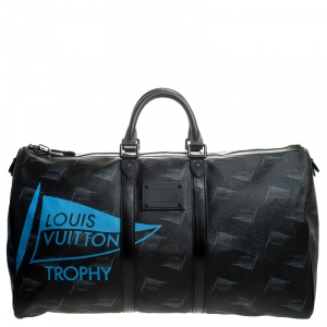 Louis Vuitton Black Coated Canvas Limited Edition 127/200 Dubai Keepall Bandouliere 55 Bag