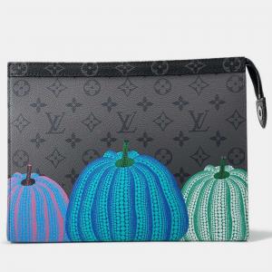 Pre Owned Louis Vuitton x Yayoi Kusama Black Monogram Eclipse Canvas Pochette Voyage Clutch Bag