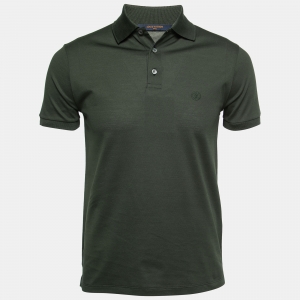 Louis Vuitton Dark Green Cotton Logo Embroidered Polo T-Shirt XS