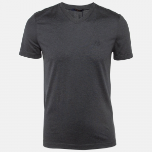 Louis Vuitton Grey Cotton V-Neck T-Shirt XS
