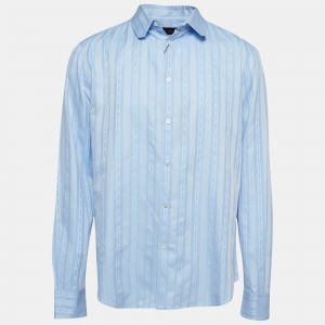 Louis Vuitton Blue Striped Cotton Regular Fit Shirt XL