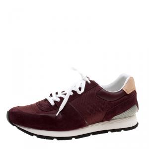 Louis Vuitton Bordeaux Mesh and Suede Abbesses Lace Up Sneakers Size 44