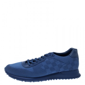 Louis Vuitton Blue Damier Mesh Run Away Lace Up Sneakers Size 45