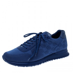 Louis Vuitton Blue Damier Mesh Run Away Lace Up Sneakers Size 43