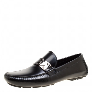 Louis Vuitton Black Leather Racetrack Loafers Size 43.5