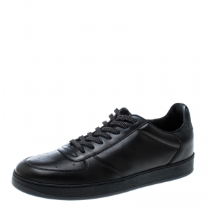 Louis Vuitton Black Leather and Monogram Canvas Rivoli Sneakers Size 43