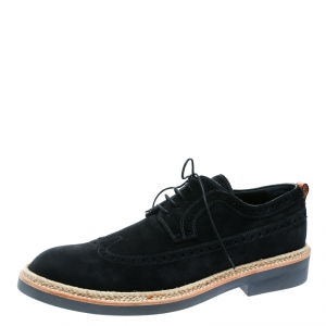 Louis Vuitton Navy Blue Brogue Suede Palm Beach Wing Tip Derby Size 43