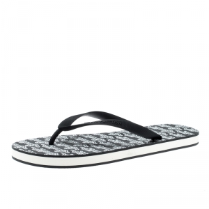 Louis Vuitton Monochrome Logo Print Rubber Molitor Thong Flip Flops Size 44
