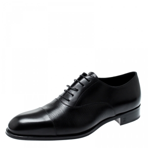 Louis Vuitton Black Epi Leather Lace Up Oxfords Size 44