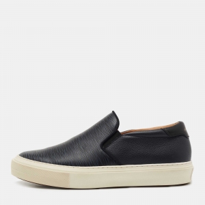 Louis Vuitton Navy Blue/Black Leather Slip On Sneakers Size 40