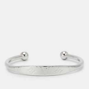 Pre Owned Louis Vuitton Silver Tone Monogram Jonc Cuff Bracelet