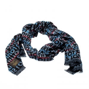 Louis Vuitton Multicolor Monogram Wool & Silk Tag Stripes Scarf