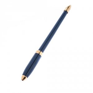 Louis Vuitton Blue Enamel Gold Tone Slim Ballpoint Pen