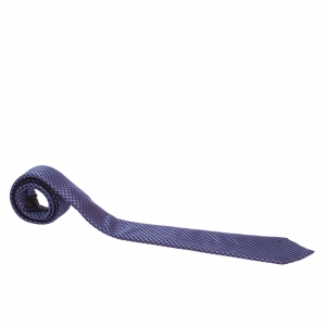 مملوكة مسبقًا Louis Vuitton Uniformes Purple Micro Damier Traditional Silk Tie