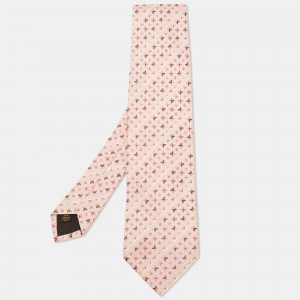 Louis Vuitton Pink Monogram Jacquard Silk Tie