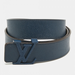 Louis Vuitton Blue Leather LV Intials Belt 90CM