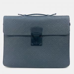 Louis Vuitton Monogram Taurillon S Lock Briefcase Tote Bag Business Handbag Leather Noir Black
