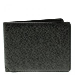 Louis Vuitton Black Taiga Leather Three Flap Wallet