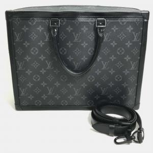 Pre Owned Louis Vuitton Monogram Eclipse Soft Trunk Briefcase/Handbag/2-Way Shoulder Bag/Business Bag In Canvas Black