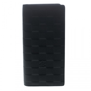 Pre Owned Louis Vuitton Black Damier Infini Leather Brazza Wallet