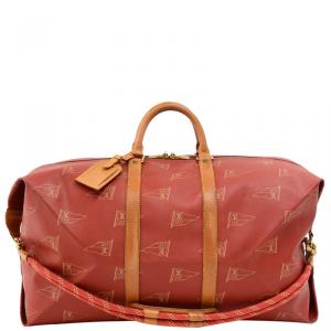 Louis Vuitton Red Coated Canvas Vintage 1995 LV Cup Duffel Bag