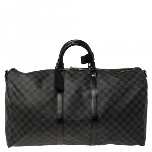 مملوكة مسبقًا Louis Vuitton Damier Graphite Canvas Keepall Bandouliere 55 Bag