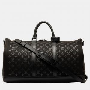 Louis Vuitton Black Canvas Monogram Light Up Keepall Bandouliere 50 Travel Bag