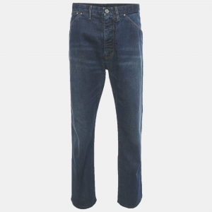Pre Owned Louis Vuitton Blue Straight Leg Denim Jeans XL Waist 35"