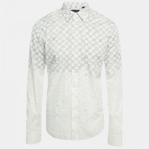 Pre Owned Louis Vuitton White Damier Cotton Long Sleeve Shirt XL