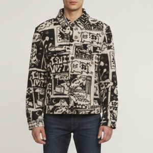 مملوكة مسبقًا Louis Vuitton Monochrome LV Comics Wool Blend Trucker Jacket XL