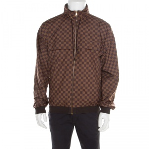 Louis Vuitton Brown Damier Reversible and Convertible Hooded Bomber Jacket XL