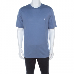 Louis Vuitton Lilac Blue Cotton T Shirt XL 