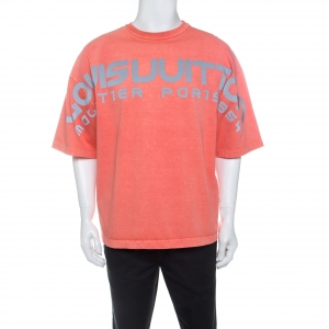 Louis Vuitton Peach Cotton Reflective Logo Oversized T-Shirt XS 