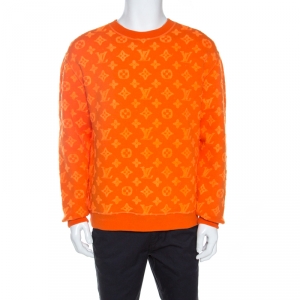 Louis Vuitton Orange Monogram Jacquard Crew Neck Sweatshirt M